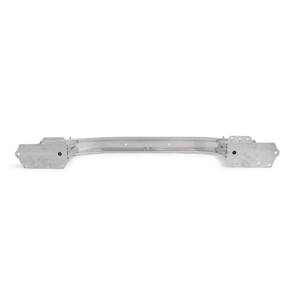 Front bumper reinforcement cross member, straight front view with end mounting plates