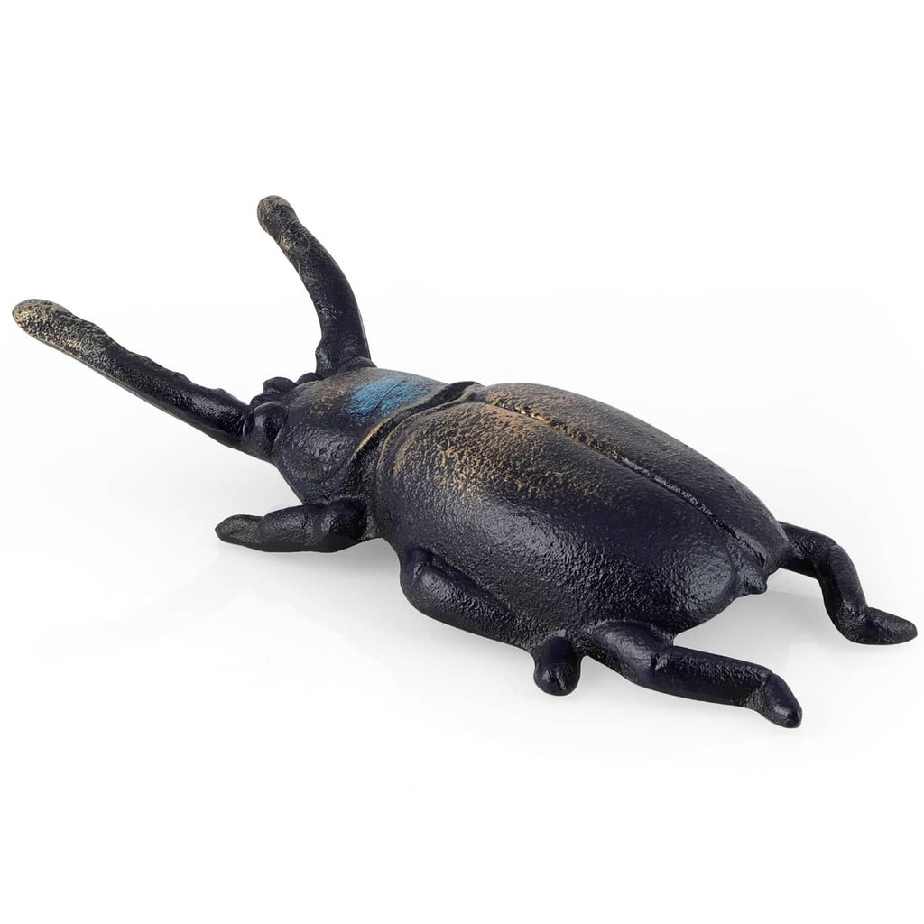 Cast iron beetle boot jack with bronze patina finish and long antenna pull handles