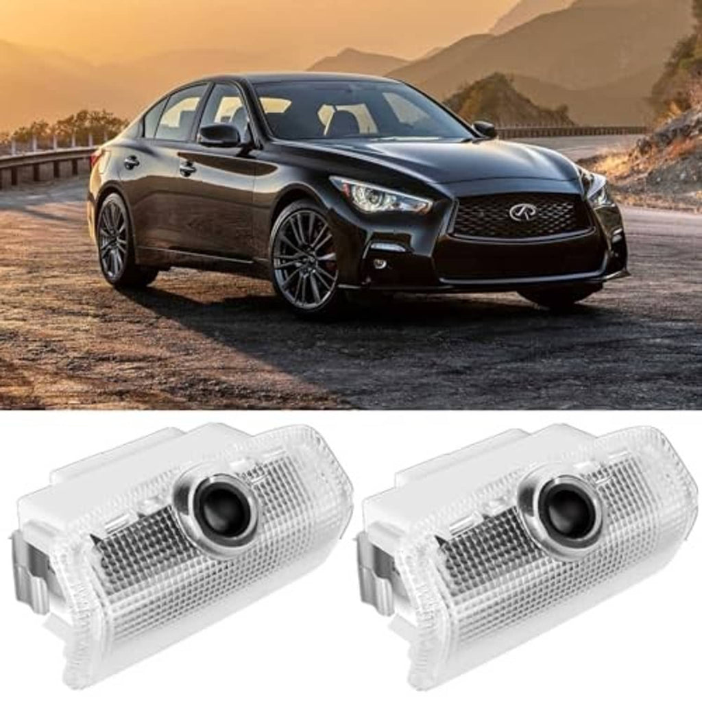 Pair of clear white LED door lights with round lamp lenses, side-by-side