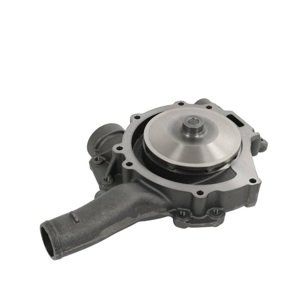 Water pump with circular impeller cover, gray cast housing and large inlet/outlet ports