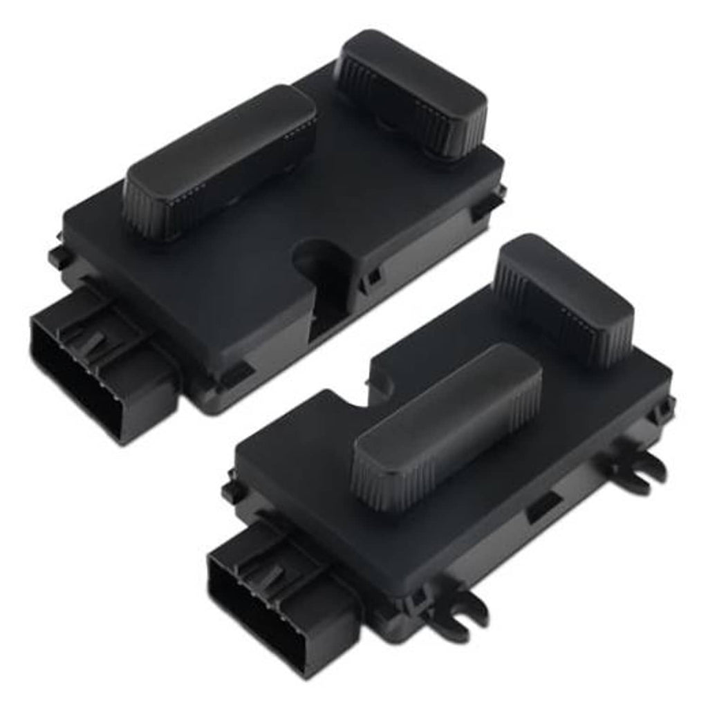 Power seat switch set with two black adjustment modules and multi-pin connectors