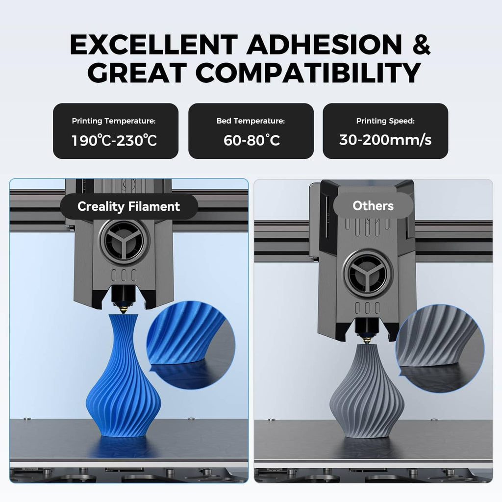 3D printer extruding blue filament into a spiral shape on the build plate