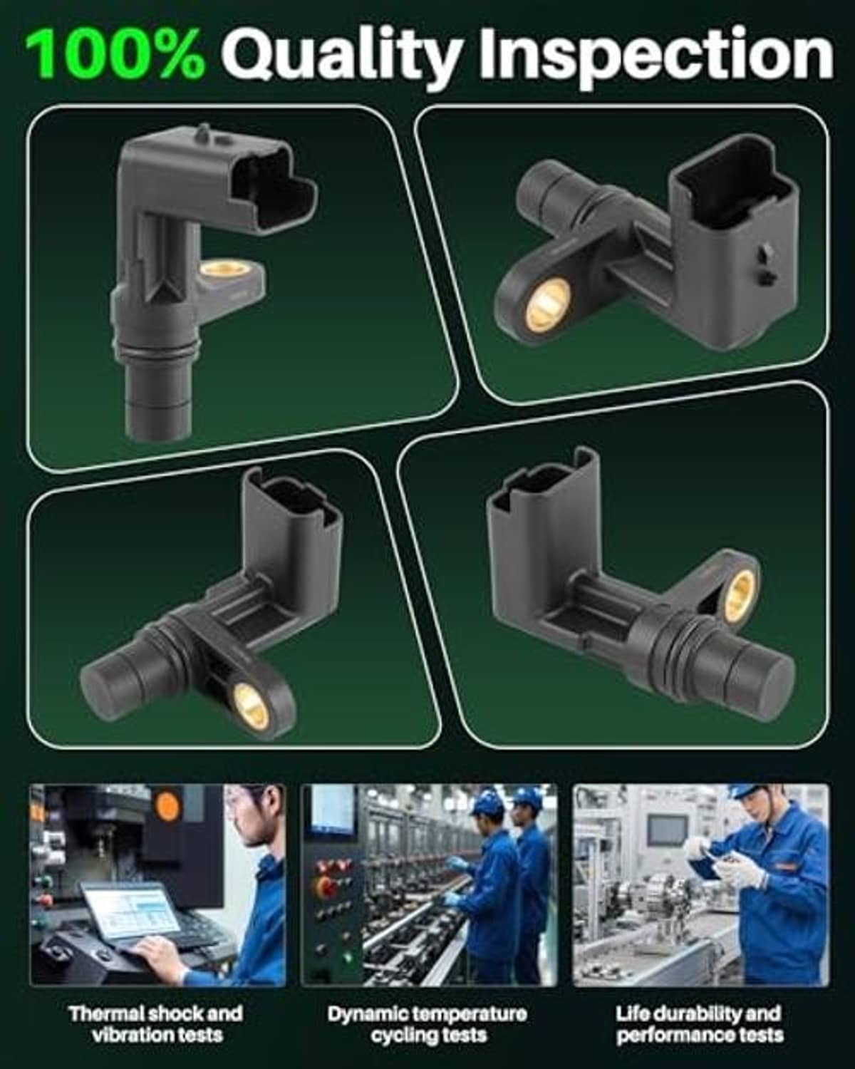 Camshaft position sensor detail diagrams with terminal and connector views