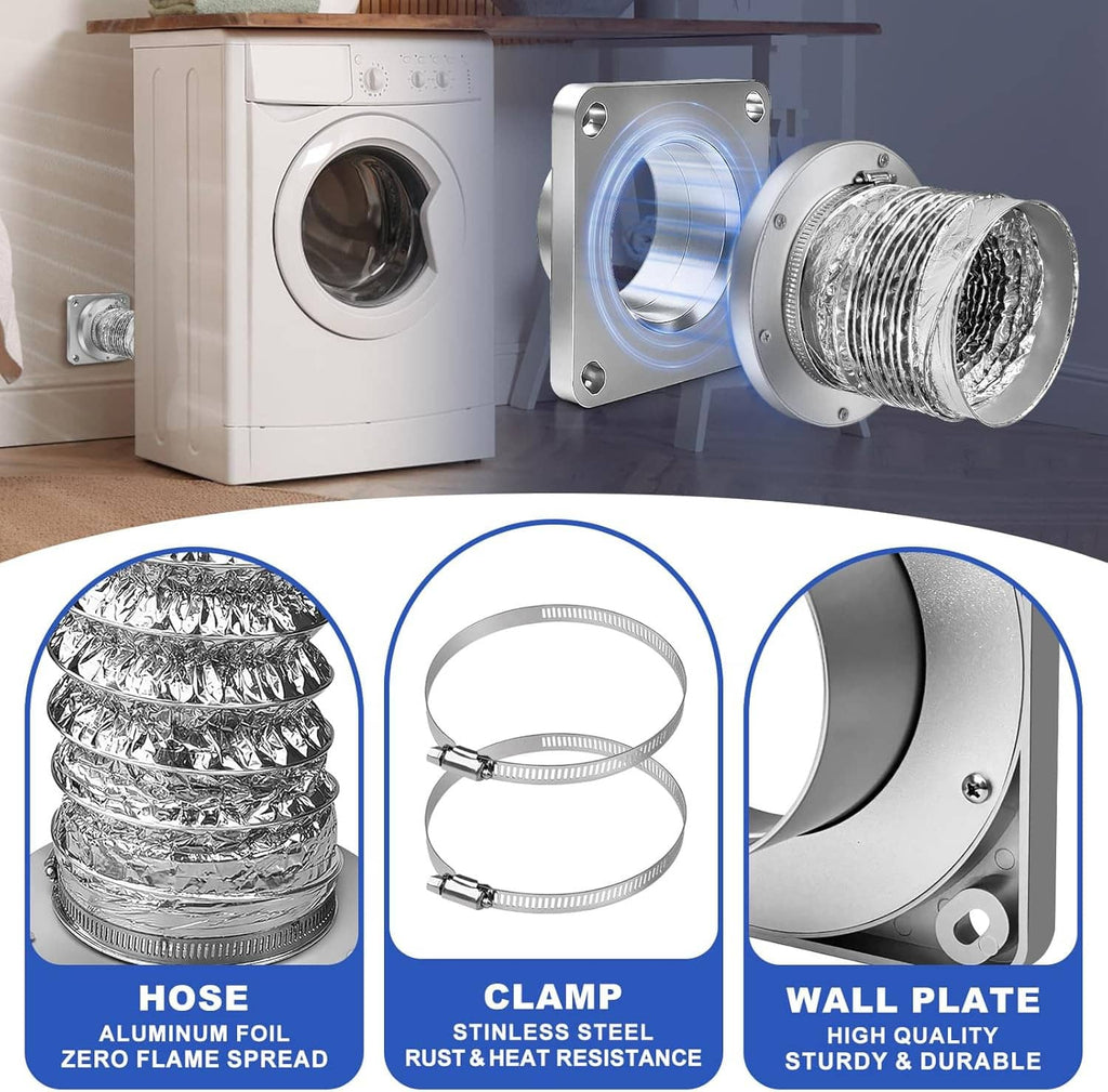 Dryer vent coupler installed on a dryer with crimped foil hose connected