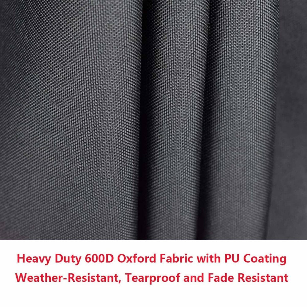 Black heavy-duty grill cover fabric with tight weave texture for weather protection