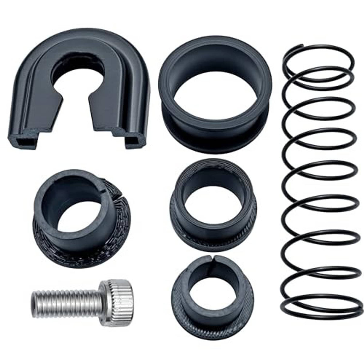 Gearbox repair kit parts set with black bushings, rubber rings, and coiled springs