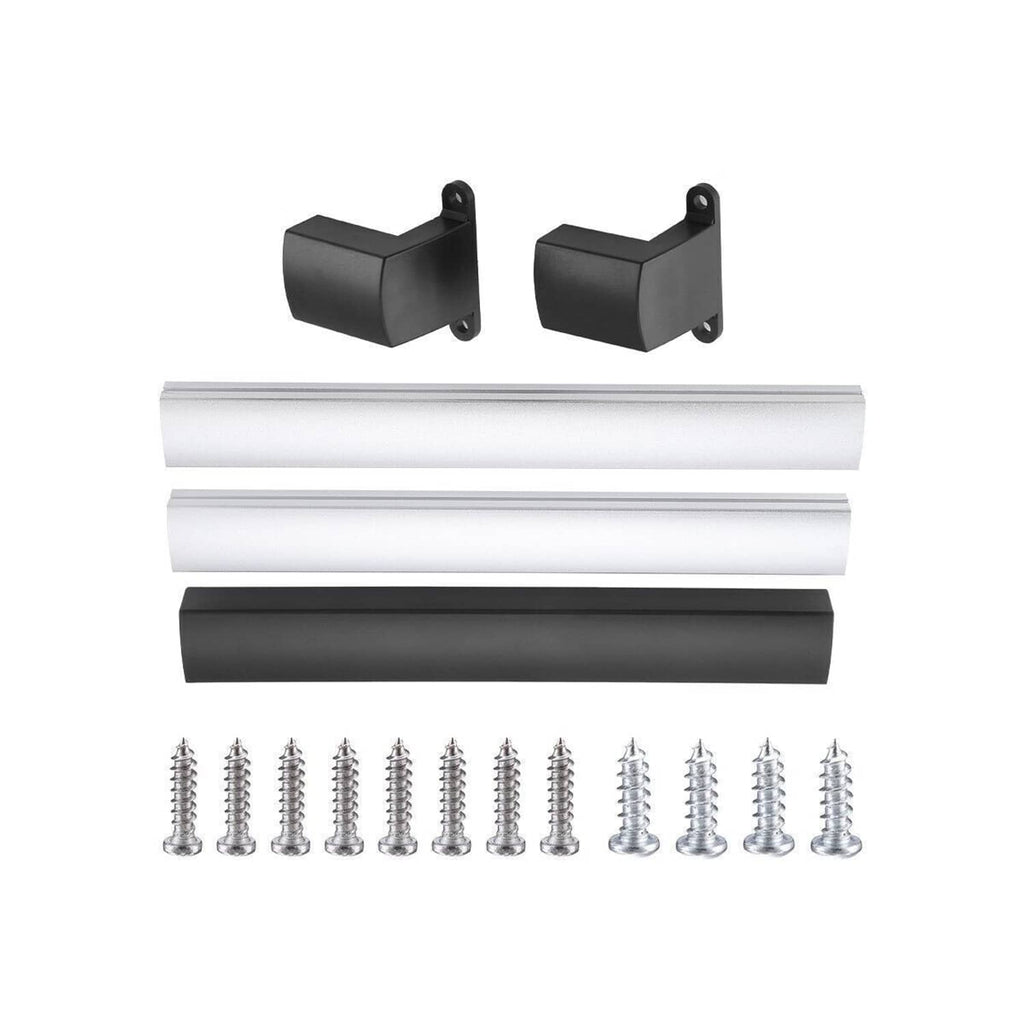 RV screen door cross bar handle kit: adjustable bars, black brackets, screws