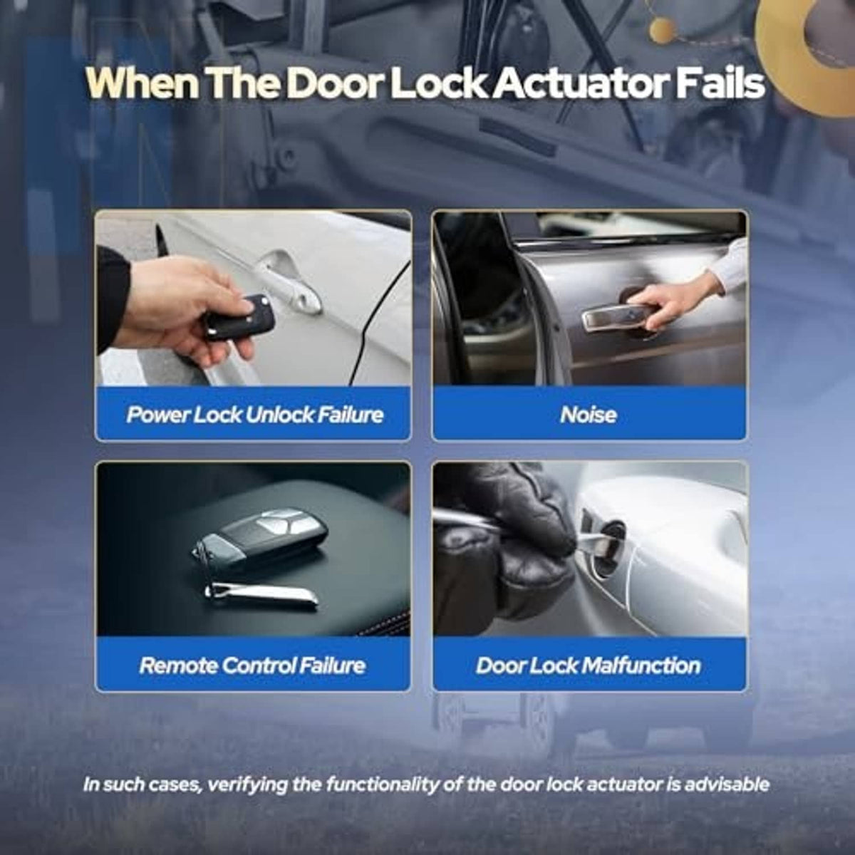 Black door lock actuator with control rod and electrical connector, replacement part