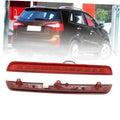 Red rear center third brake light assembly with mounting clips and connector