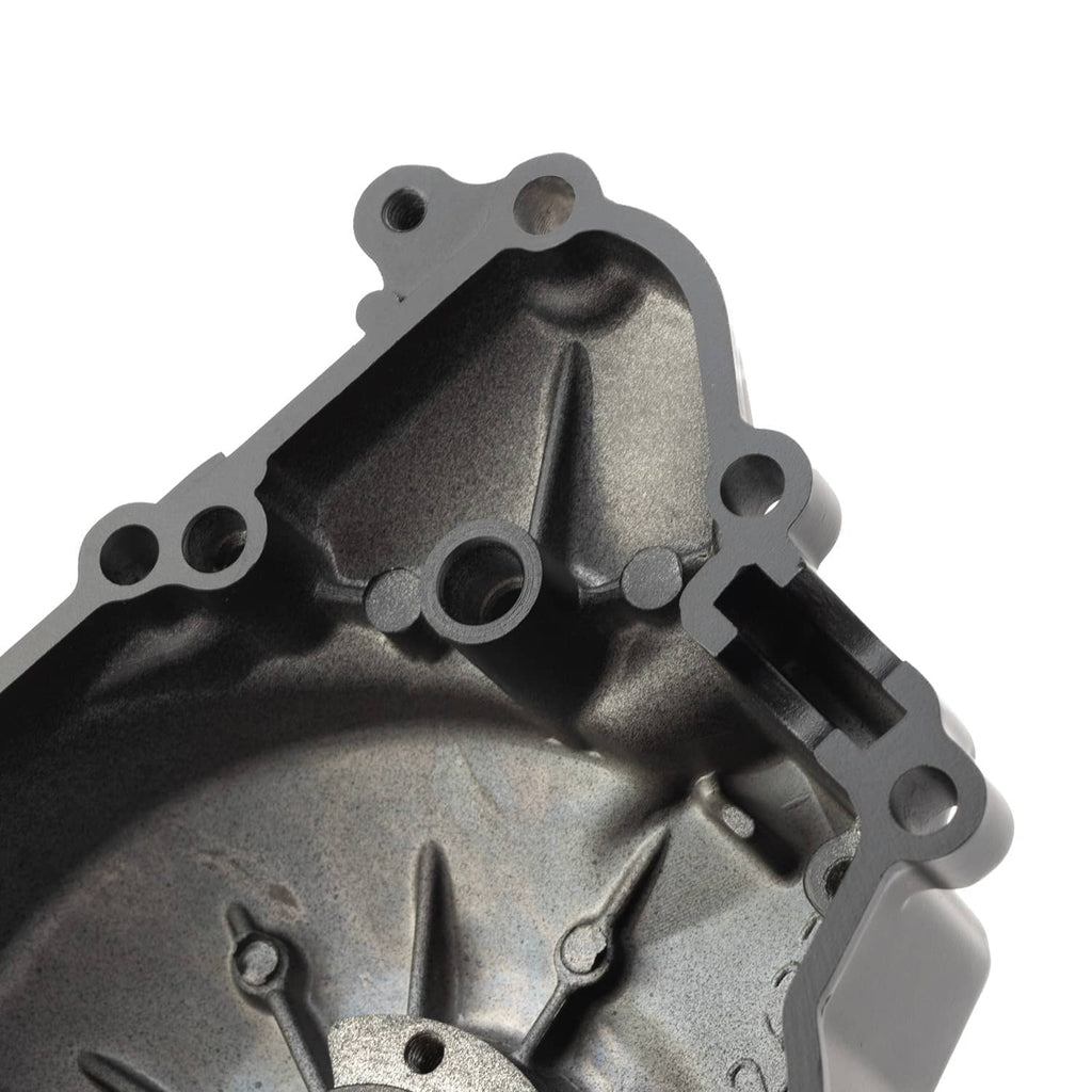 Left engine crankcase stator cover interior, black aluminum casting detail