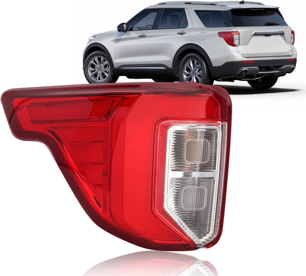 Red left LED tail light mounted on SUV rear quarter panel