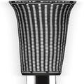Black golf grip with repeating white stripe pattern and black end cap