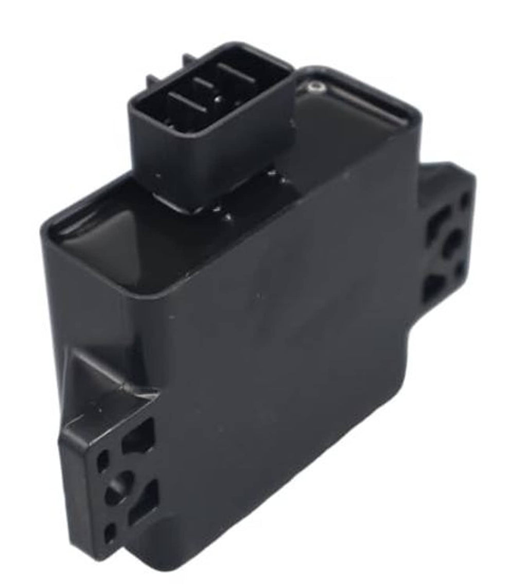 Black ignition CDI module with angled mounting bracket and rectangular connector