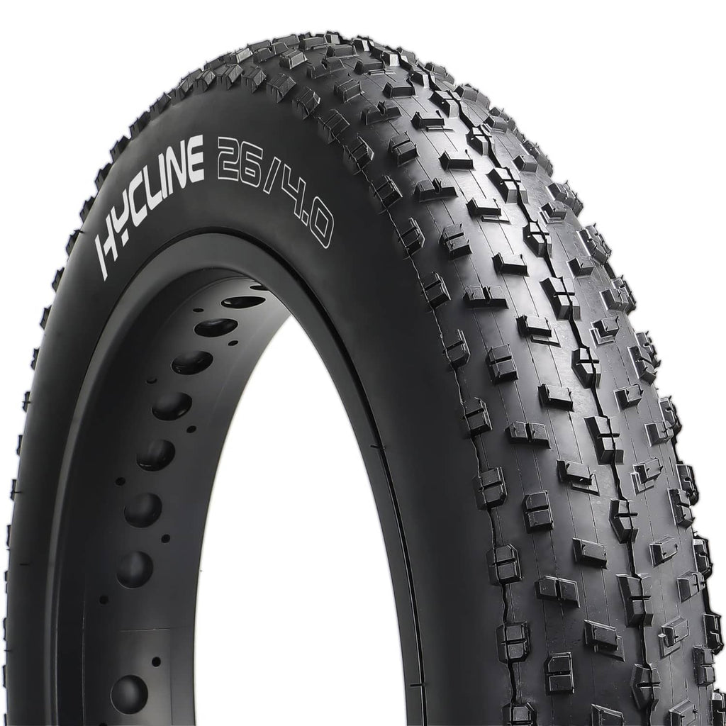 Black 26x4.0 fat bike replacement tire with knobby tread and thick sidewall