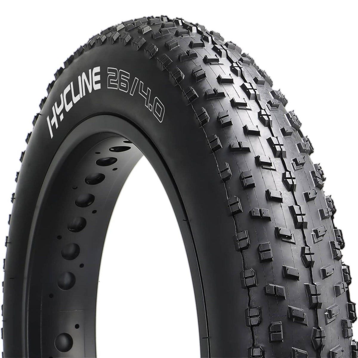 Black 26x4.0 fat bike replacement tire with knobby tread and thick sidewall