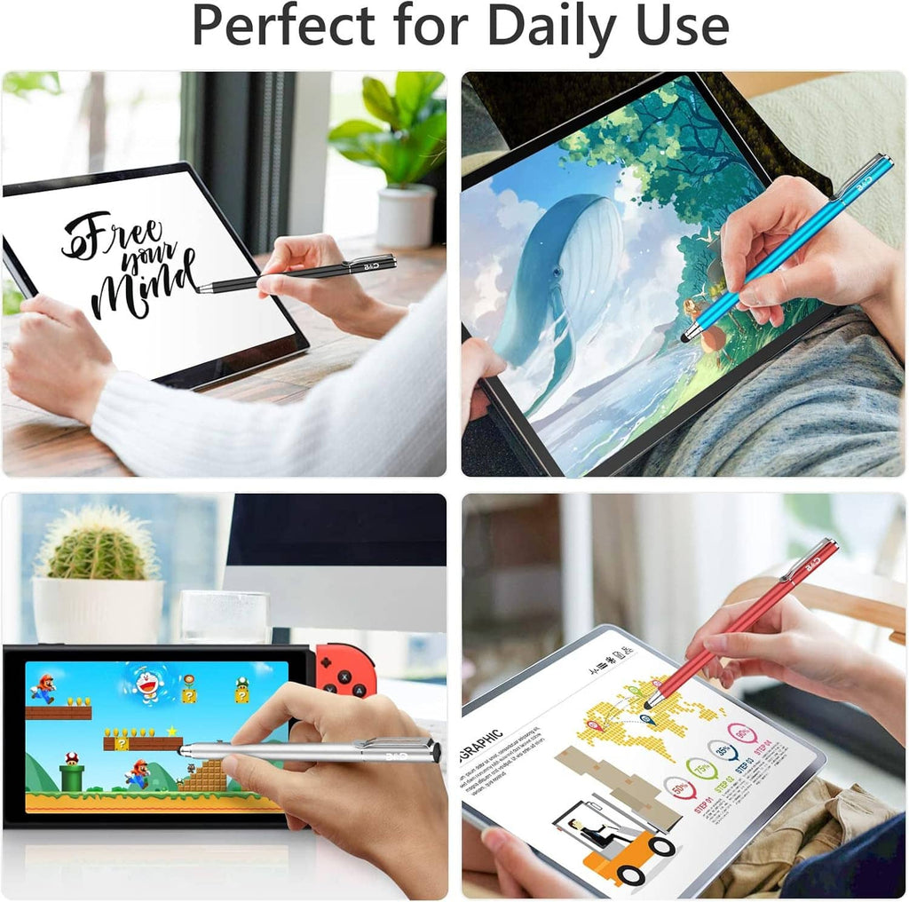 Black stylus pen for daily use, used on a tablet for writing and drawing