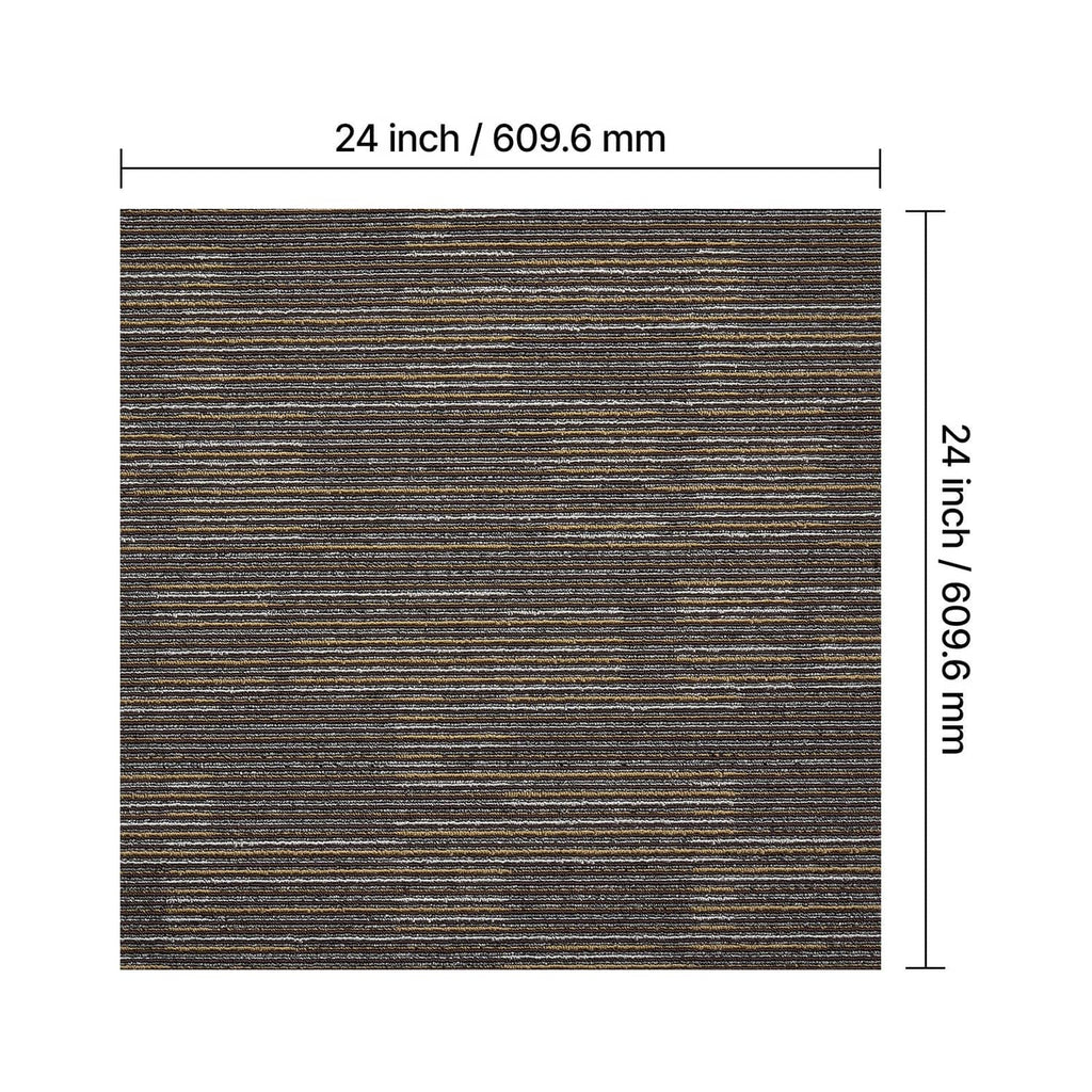 Single 24x24 carpet tile close view, gray and brown horizontal stripe pattern