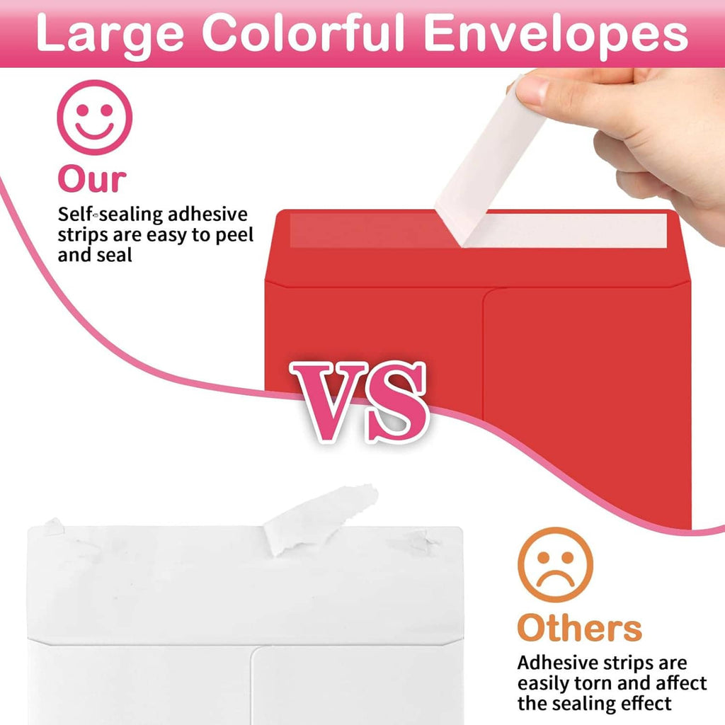 Red mailing envelope with white self-seal strip on flap