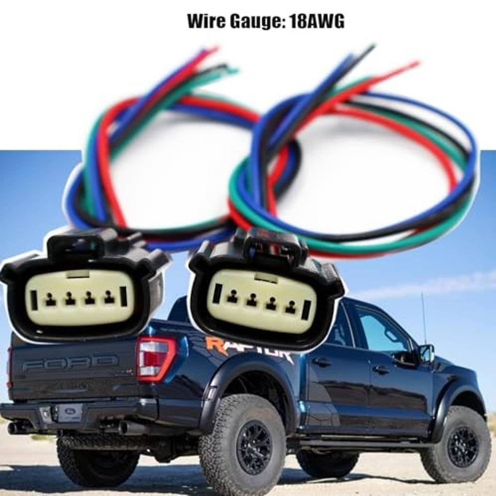 Headlight wiring connectors with multi-pin plugs and 18AWG color-coded wires
