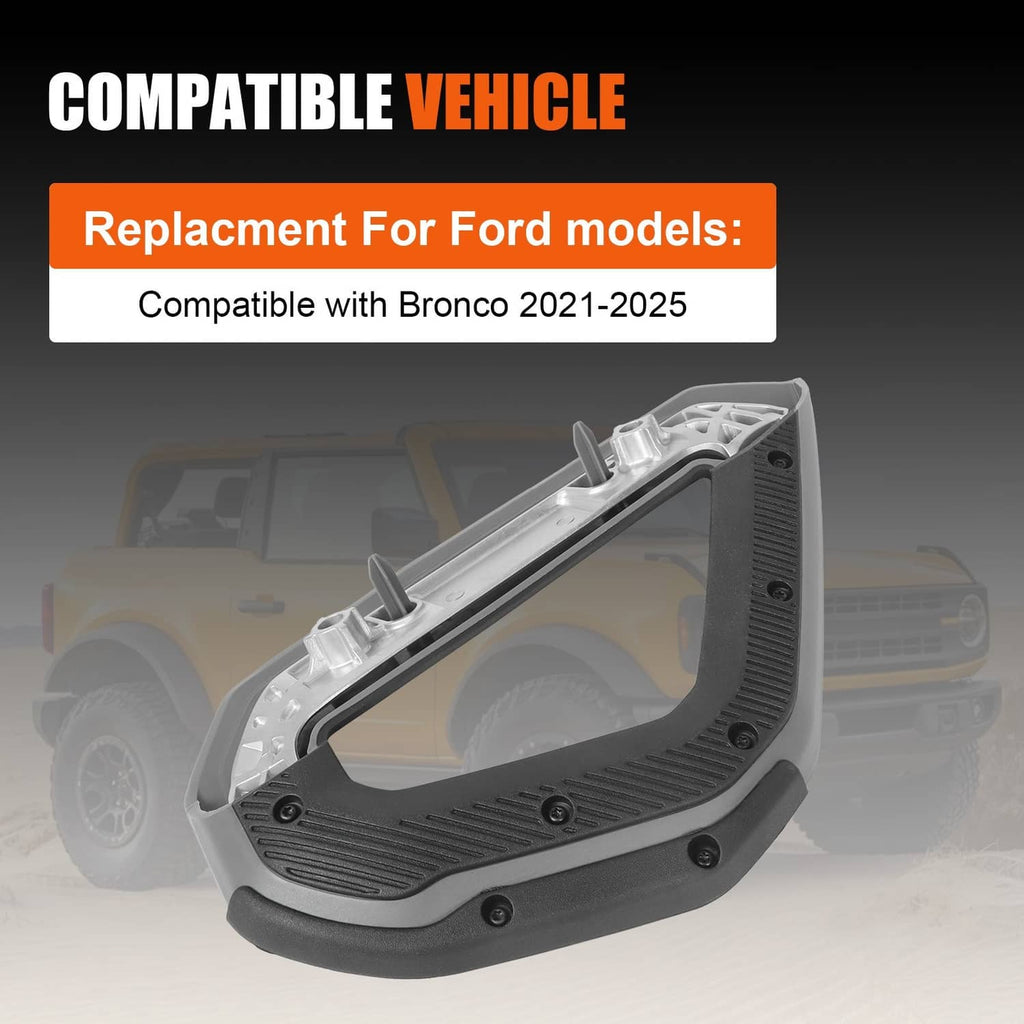 Black grab handle with textured grip and mounting base for replacement