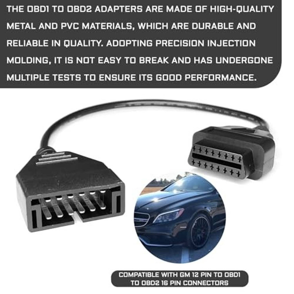 OBD adapter cable with black connector housings joined by a flexible cable
