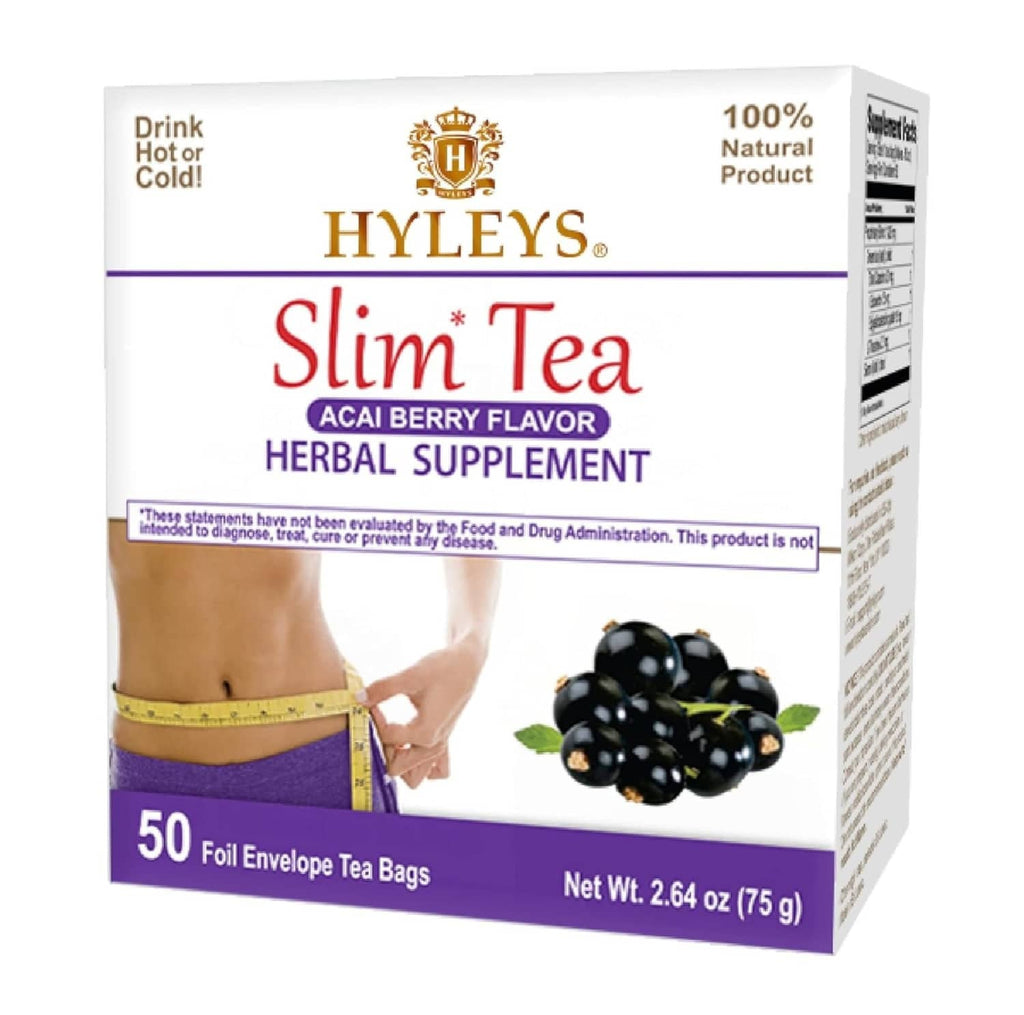 Acai berry Slim Tea herbal supplement box, 50 foil envelope tea bags