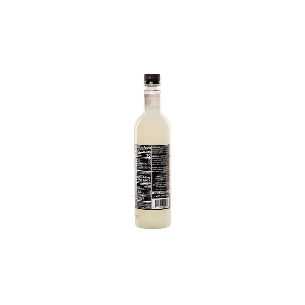 DaVinci Gourmet Classic Piña Colada syrup bottle, back label view
