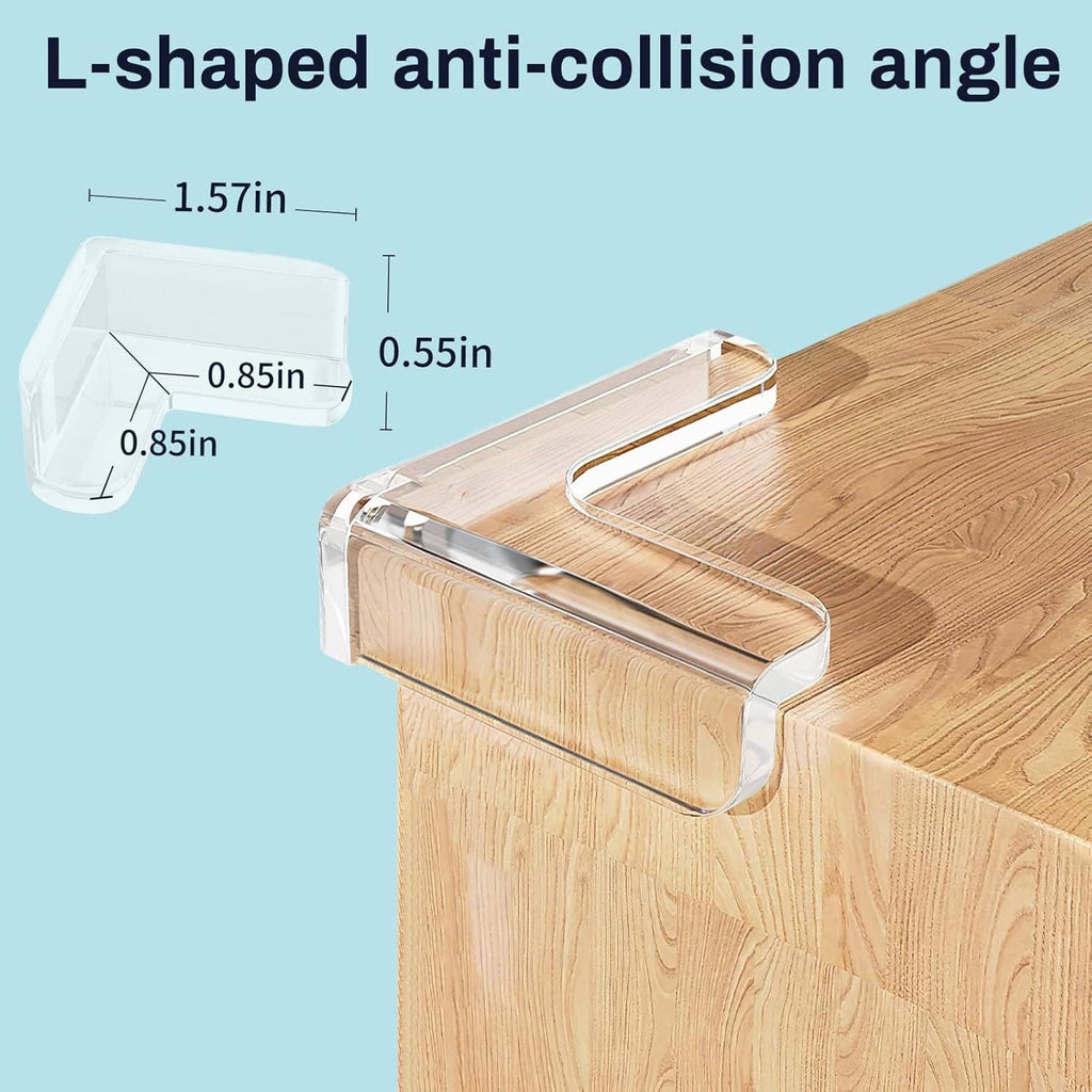 Transparent L-shaped corner guard with rounded edge for table furniture corners