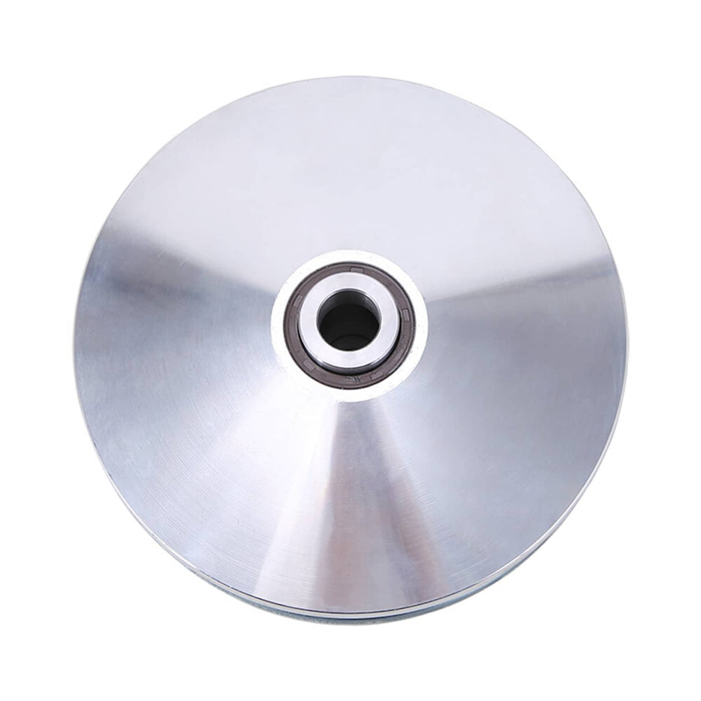 Silver sliding sheave pulley with center bearing hole and smooth radial spokes