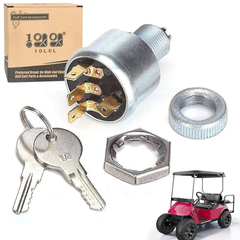 Ignition switch with silver cylinder, two keys, mounting lock ring and contact plate