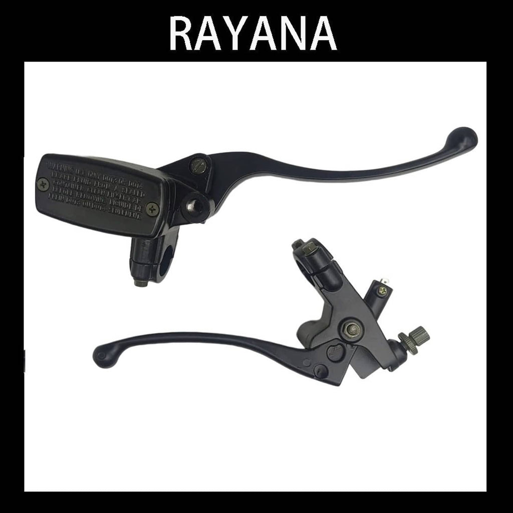 Front brake master cylinder and clutch perch set with black levers and mounting hardware