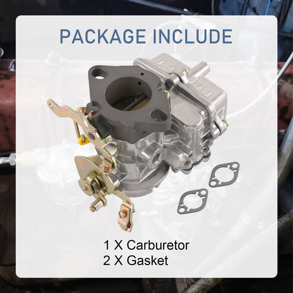 Carburetor kit with 1 carburetor and 2 gaskets, silver body and brass hardware.
