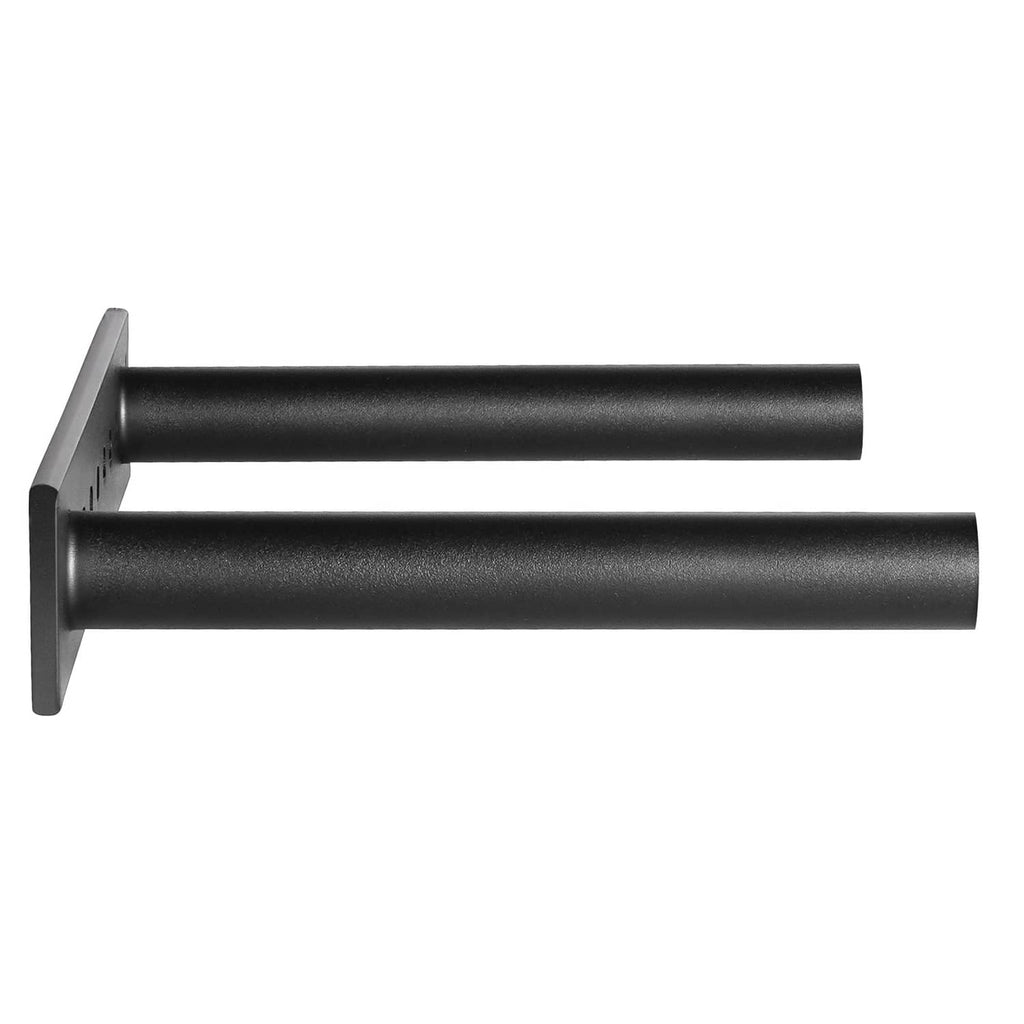 Heavy-duty floating shelf bracket, dark metal support arm and base plate