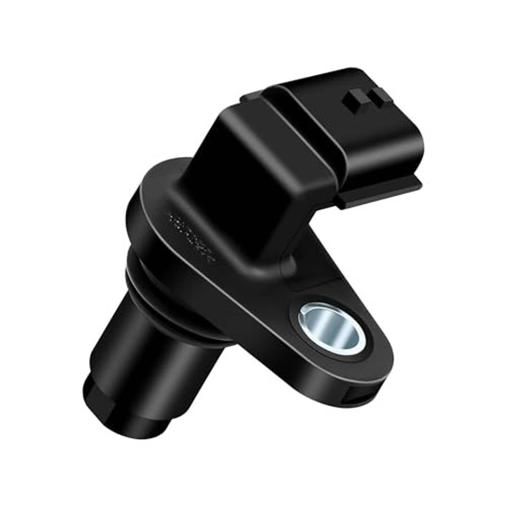 Camshaft position sensor with black housing and angled three-pin connector