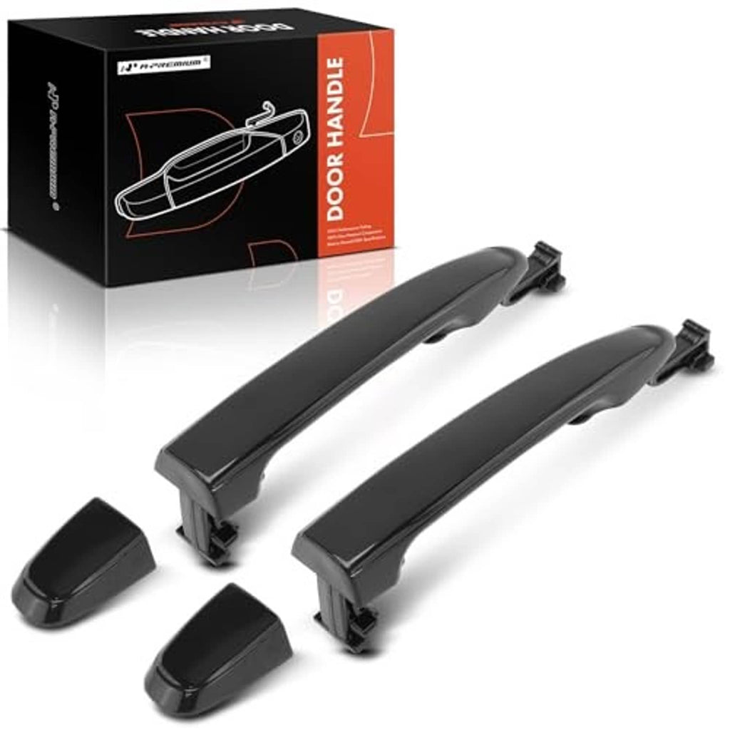 Exterior sliding door handle set: two smooth black handles with mounting hardware
