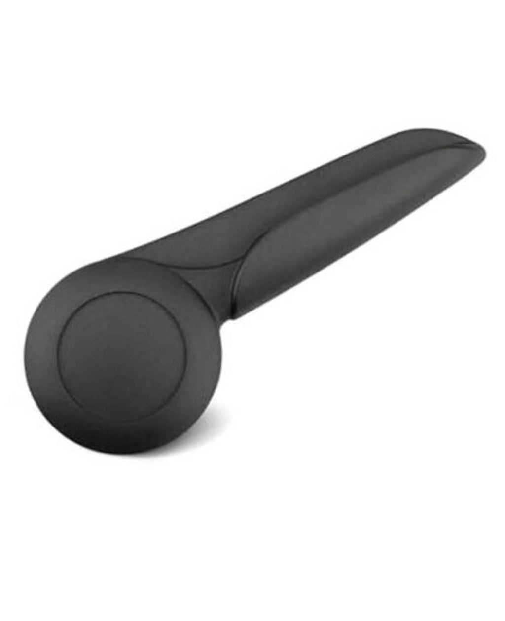 Black driver seat height adjustment handle with round control knob and long lever