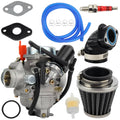 Carburetor kit with 24mm carburetor, manifold, air filter, blue fuel line hoses