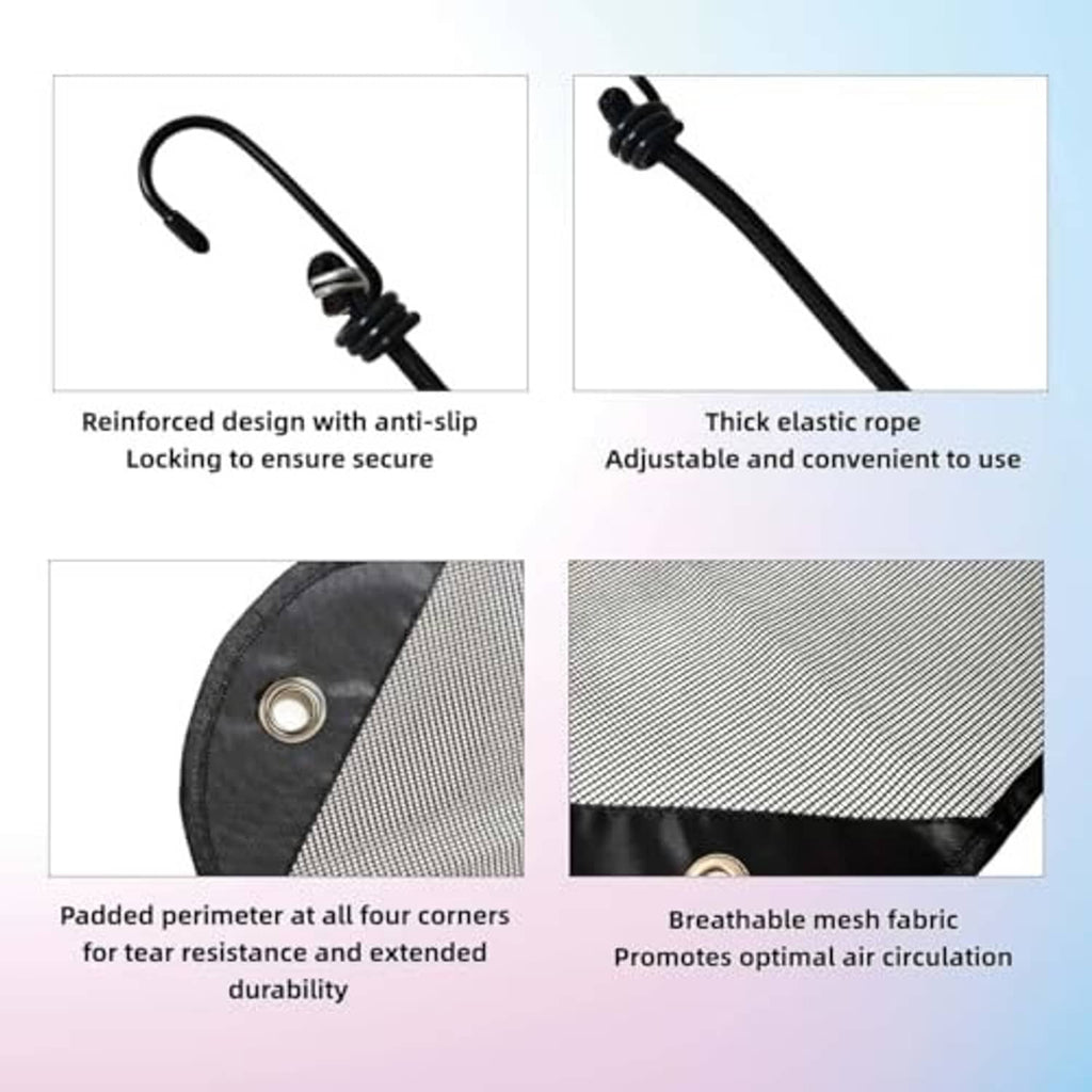 AC cover mesh fabric with tie rope, reinforced anti-slip edges, and grommets