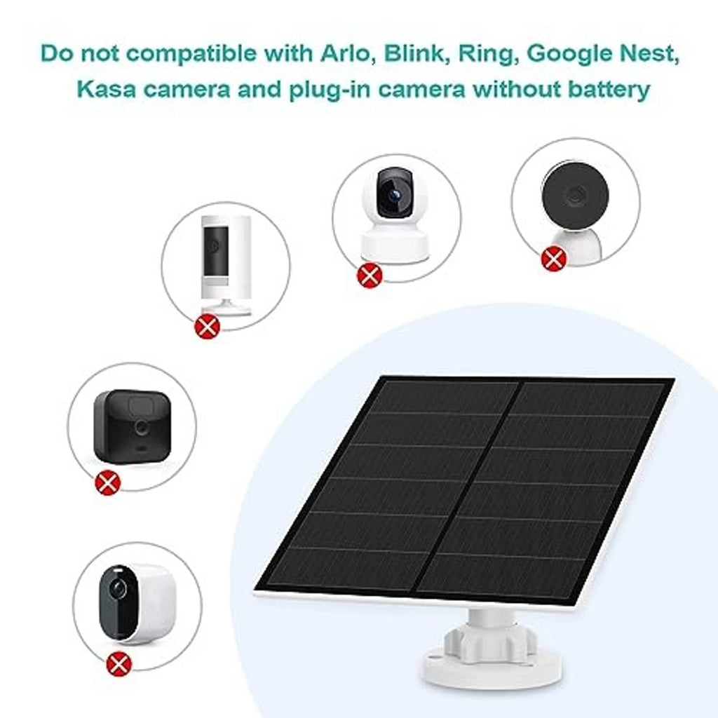 Solar panel and security camera system with dark panel and white wall base mount