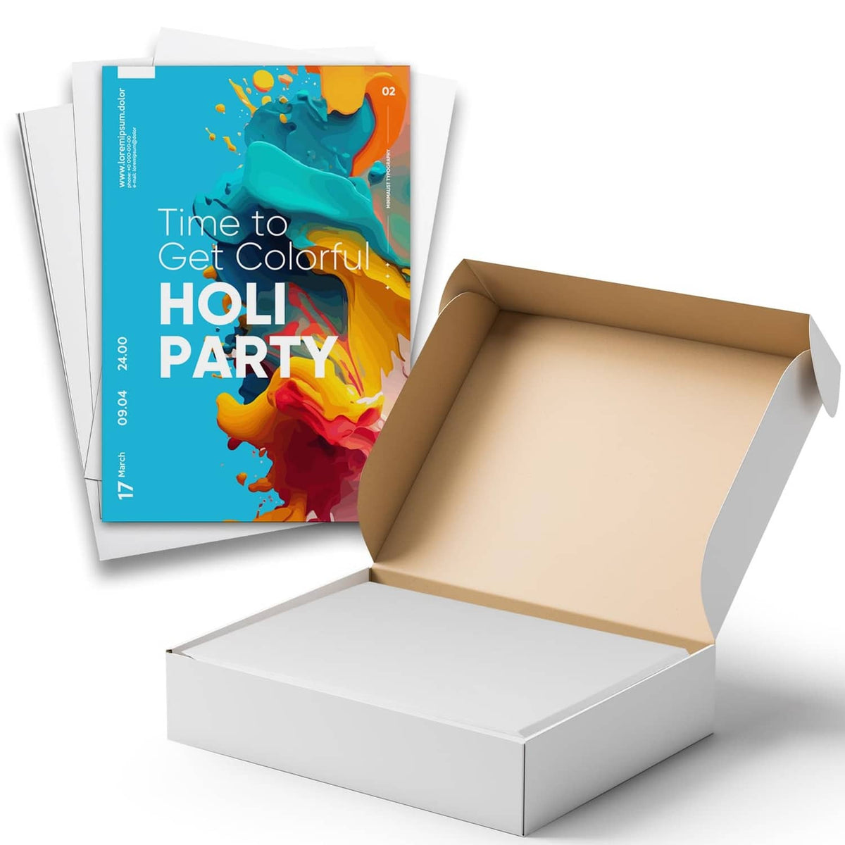 Cardstock paper pack with white sheets in an open box