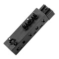 Black power seat switch panel with four control buttons and wiring connector ports