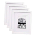 Set of 4 white picture frames with plexiglass, 8x10 front view, nested layout
