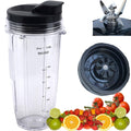 24 oz blender cup with black lid and measurement markings