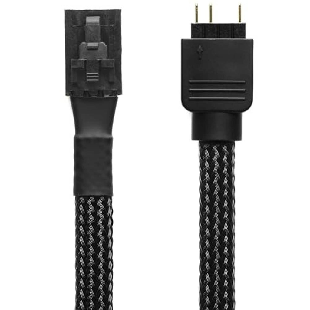 4-pin ARGB adapter cable with black braided 6-inch leads and gold-pin header