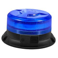 Blue LED strobe beacon light with clear top dome and black magnetic base