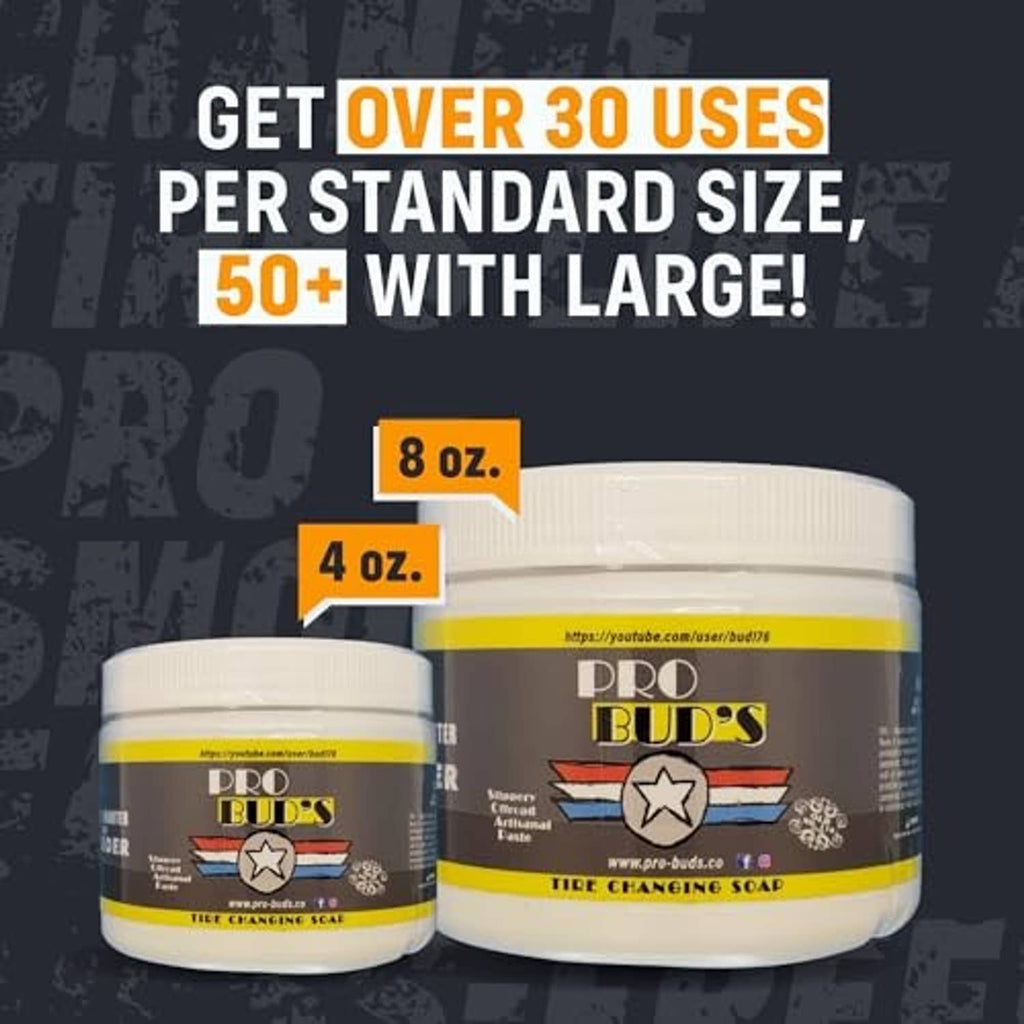 Tire changing soap jar set with small and large containers, cream lids