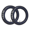 Pair of black inner tubes with blue stripe and visible valve stems