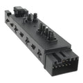 Power seat control switch with rocker buttons and multi-pin connector, dark gray