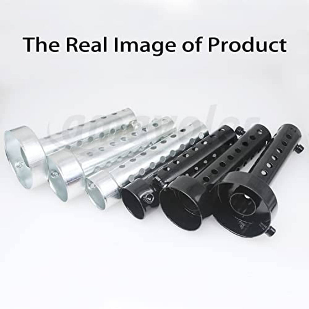 Exhaust baffle set with perforated silver tubes and black end sections, includes bolts