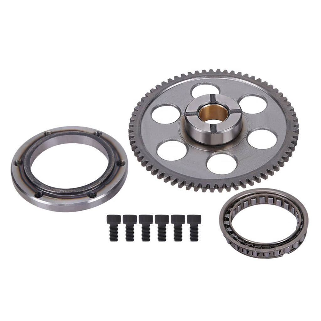Starter clutch sprag gear idler kit with main gear, ring seal, bolts, and bearing
